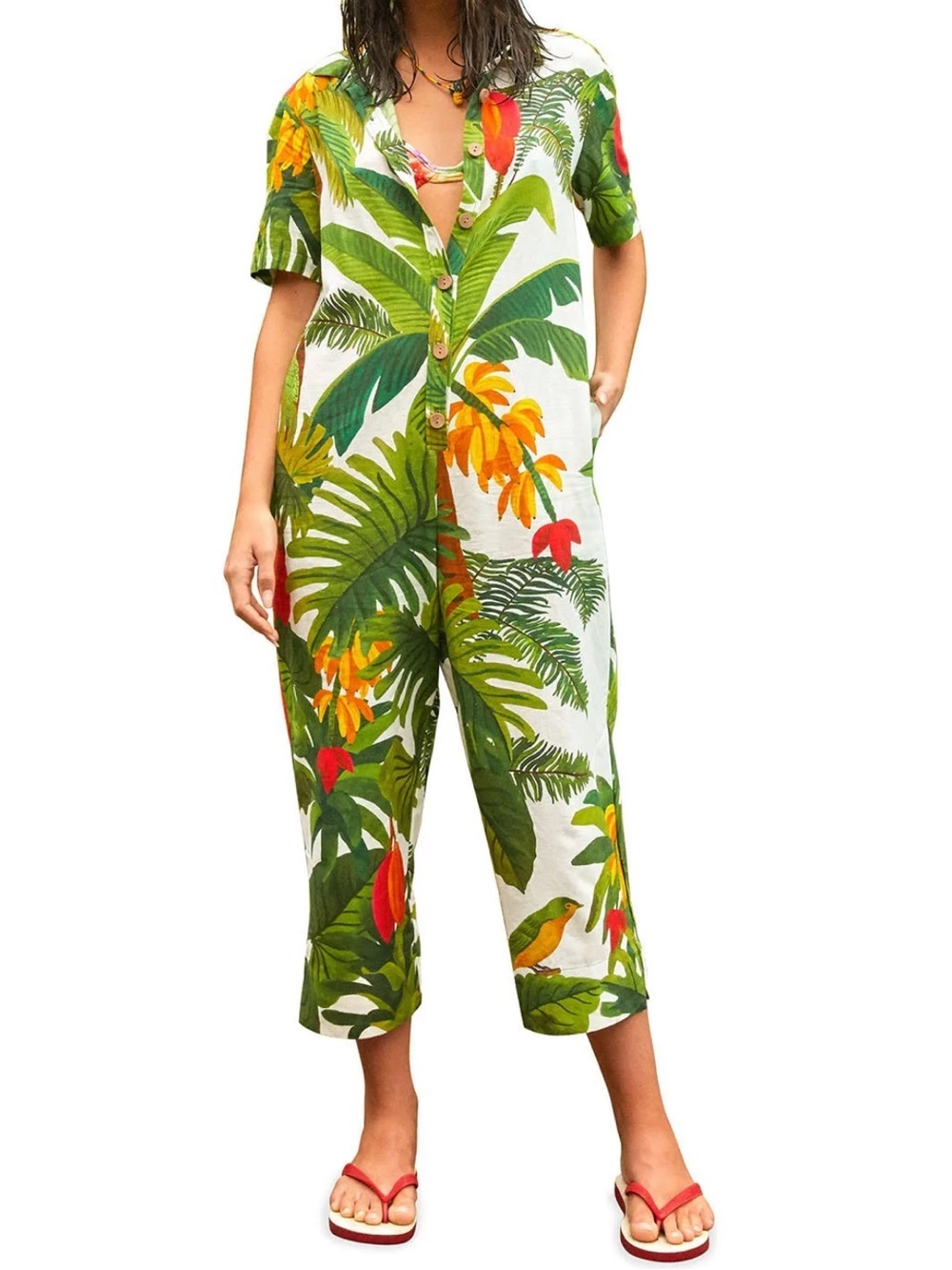 NEW FARM RIO White Cocoa Forest Jumpsuit S